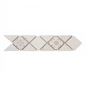 Frise Carrelage Rabat Ivoire Travertin Décoré 3654, 6,5 x 32 x 1 cm