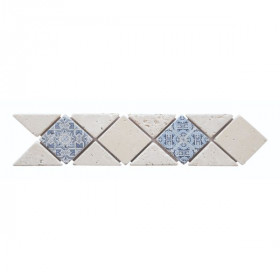 Frise Carrelage Tanger Ivoire Travertin Décoré 3655, 6,5 x 32 x 1 cm