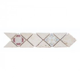 Frise Carrelage Agadir Ivoire Travertin Décoré 3656, 6,5 x 32 x 1 cm
