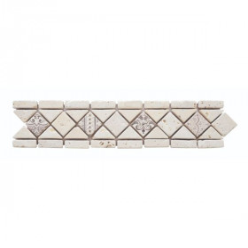 Frise Carrelage Rabat Ivoire Travertin Décoré 3657, 6 x 28,5 x 1 cm
