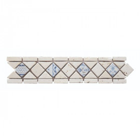 Frise Carrelage Tanger Ivoire Travertin Décoré 3658, 6 x 28,5 x 1 cm