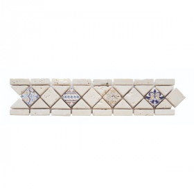 Frise Carrelage Agadir Ivoire Travertin Décoré 3659, 6 x 28,5 x 1 cm