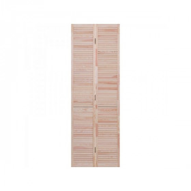 Porte de Placard Pliante Persiennée Pin Brut 205x61 cm avec Rail