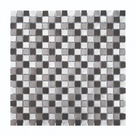 Mosaïque Grise Noire Verre Alu AL02, Plaque 30,5 x 30,5 x 0,8 cm