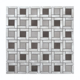 Mosaïque Gris Noir Verre Alu AL16, Plaque 30,5 x 30,5 x 0,8 cm