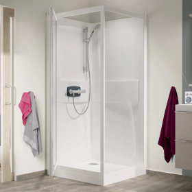 Cabine de Douche Kineprime Porte pivotante + Receveur 100x80 cm H 9 cm