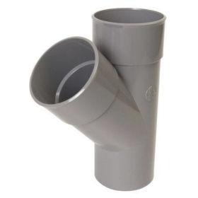 Culotte PVC à Coller Mâle-Femelle 45° NF Nicoll BZ14 Gris, ⌀160mm