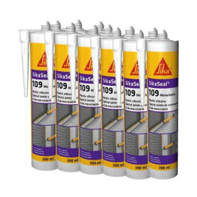 Mastic silicone SIKASEAL 109 Beige pour menuiserie, carton 12x300 ml