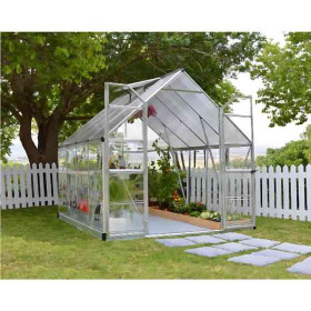 Serre de Jardin Polycarbonate Aluminium Canopia Balance 8,7m² Argent