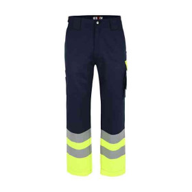 Pantalon de Travail Herock Olympus High Viz Bleu Marine/Jaune