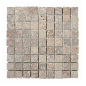 Mosaïque Moka Travertin Naturel 3083, Plaque 30,5 x 30,5 x 1 cm