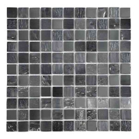 Mosaïque Noir en Verre 3650, Plaque 30,5 x 30,5 x 0,8 cm