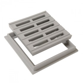 Grille de sol PVC 20 x 20 cm gris clair Nicoll GRC20 avec cadre