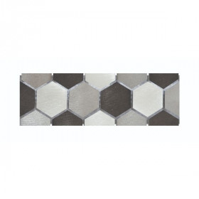 Frise Carrelage Polygone Grise Noire Verre Alu LI08, Listel 5,3 x 57,6 x 0,8 cm