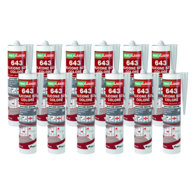 Mastic 643 Silicone Bâti Gris ParexLanko, Cartouche de 300ml x 12