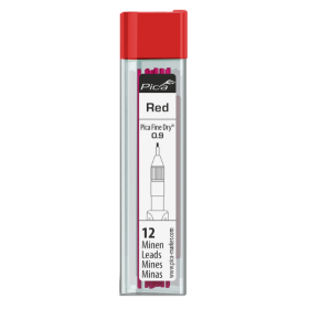 Mine 0.9 mm pour Crayon Pica Fine Dry® 7031 Rouge, Lot de 24