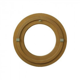 Oeil de boeuf vitré rond en bois exotique, diamètre 80 cm