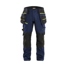 Pantalon Blaklader Stretch Striker 1970 Marine foncé/Jaune fluo