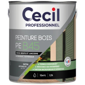 Peinture Bois Haute Performance Cecil PE B45 Anthracite Satin 2,5L