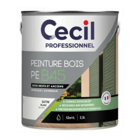 Peinture Bois Haute Performance Cecil PE B45 Blanc Satin 2,5L