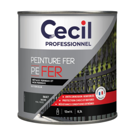 Peinture Fer Extérieur Haute Durabilité Cecil PE FER Noir Mat 0,5L