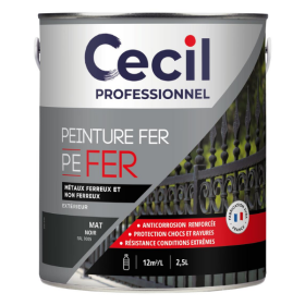Peinture Fer Extérieur Haute Durabilité Cecil PE FER Noir Mat 2,5L