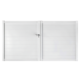 Portail Battant PVC Lames pleines Paris Blanc, H 1,60