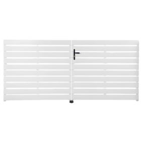 Portail Battant PVC Lames semi-ajourées Metz Blanc, H 1,40