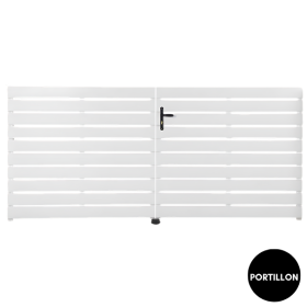 Portillon PVC Lames semi-ajourées Metz Blanc, H 1,40 x 1 m