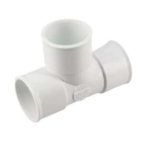 Raccord Té Pied de Biche PVC F-F 87°30 Nicoll TF188BL Blanc, ⌀32mm