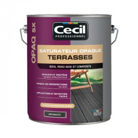 Saturateur Opaque Terrasse Bois et Composite Cecil OPAQ SX Anthra 5L