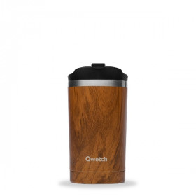 Travel Mug Isotherme Qwetch Wood Double Paroi 300 ml Marron