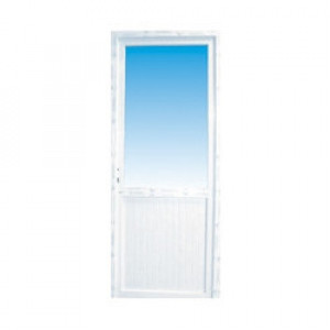 Porte de service pvc 1/2 vitre claire poussant gauche, 215 x 90 cm