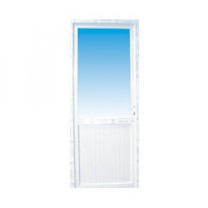 Porte de service pvc 1/2 vitre claire poussant droit, 215 x 90 cm