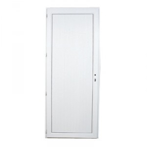 Porte de service pvc panneau plein poussant droit, 205 x 80 cm