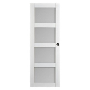 Porte intérieure Quartzo 4 carreaux blanc, 204x73 cm, rive droite