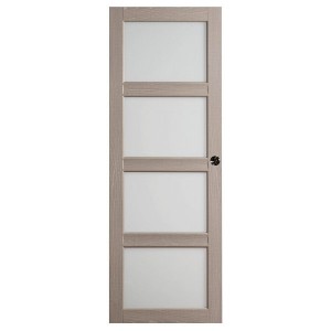 Porte intérieure Quartzo chêne grisé 4 carreaux 204x83 cm, rive droite