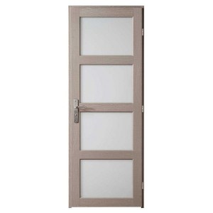 Bloc porte Quartzo chêne grisé 4 carreaux, 204x73 cm, poussant gauche 