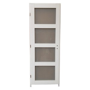 Bloc porte Quartzo 4 carreaux blanc, 204x73 cm, droite 