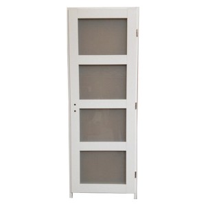 Bloc porte Quartzo 4 carreaux blanc, 204x73 cm, gauche 