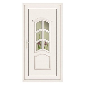 Porte d'entrée pvc JADE blanche 1 carreau poussant droit, 215 x 90 cm