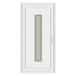 Porte d'entrée pvc JULES contour inox poussant gauche, 215 x 90 cm