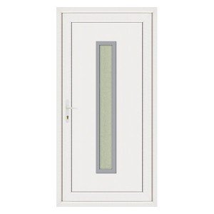 Porte d'entrée pvc JULES contour inox poussant droit, 215 x 90 cm