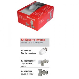 Robinetterie de radiateur HONEYWELL, Kit Equerre inversée ½