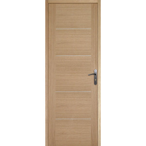Bloc porte plaqué chêne 5 panneaux, 204x73 cm, poussant gauche
