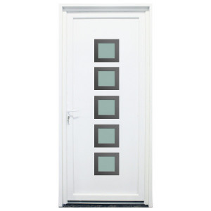 Porte d'entrée PVC Somme blanche, 215x80cm, poussant droit