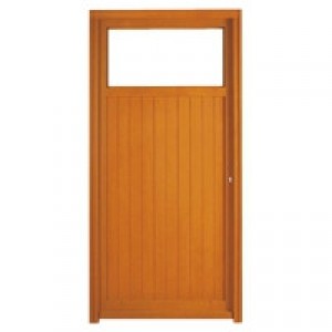 Porte de service Bois exotique Clem, 215x90cm, poussant gauche