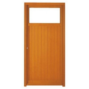 Porte de service Bois exotique Clem, 215x90cm, poussant droit