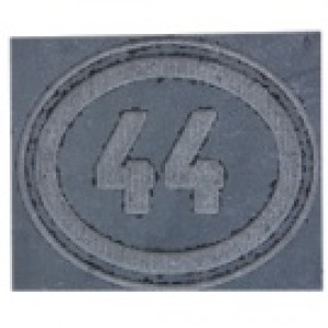 Plaque de rue en pierre bleue meulée, 1 ou 2 chiffres, entourage ovale