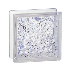 Brique de verre incolore 19x19x8 cm, aspect Bullé, 5 pièces, Prix unitaire